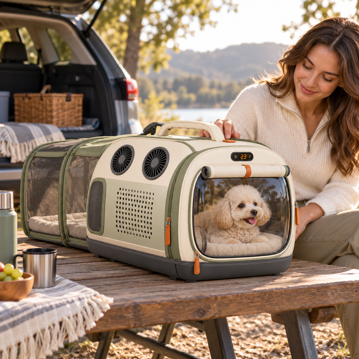 Zelvoripets™ NestAir Smart Ventilated Travel Carrier for Cats & Small Dogs