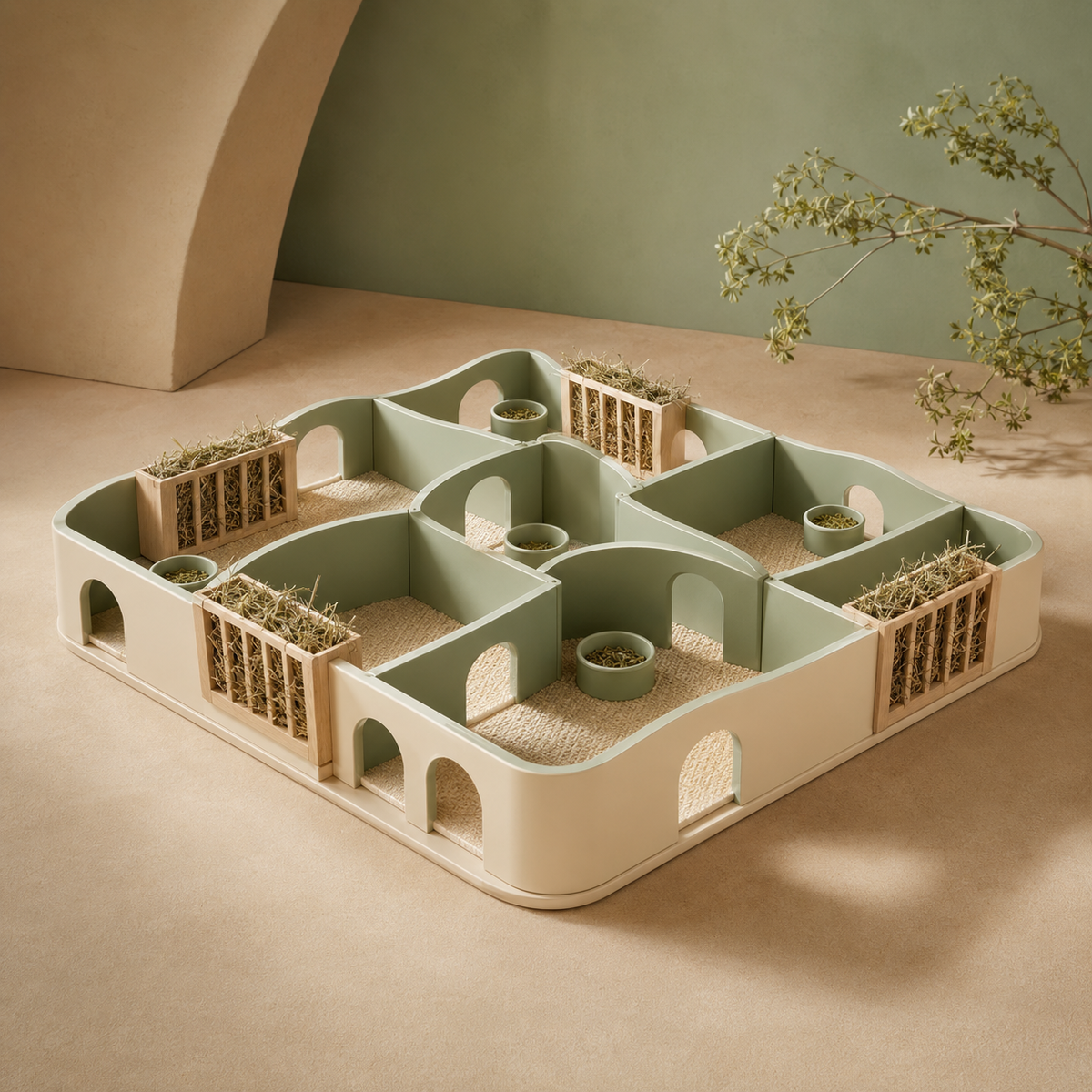 Zelvoripets™ HayHaven Modular Forage Maze for Rabbits & Guinea Pigs
