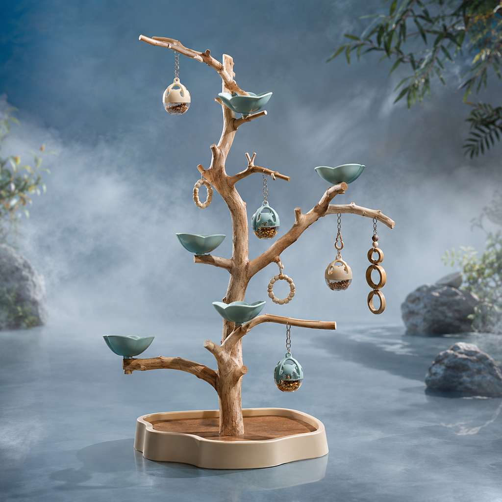 Zelvoripets™ BranchBloom Interactive Foraging Perch for Pet Birds