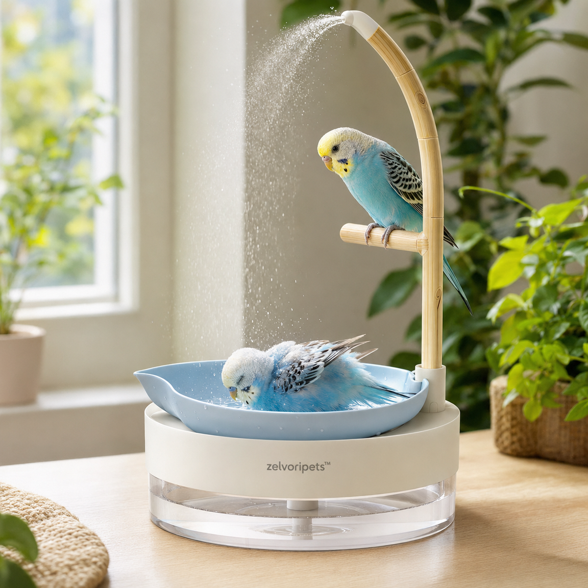 Zelvoripets™ MistGarden Fine-Mist Bird Bath & Natural Perch Station  Product Description