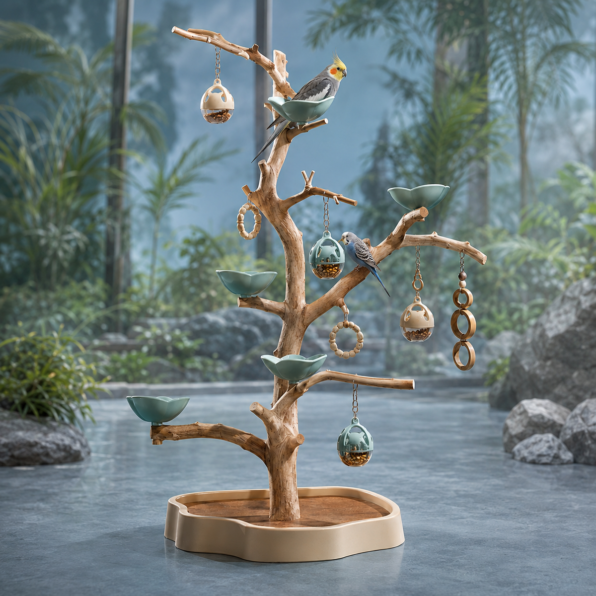Zelvoripets™ BranchBloom Interactive Foraging Perch for Pet Birds