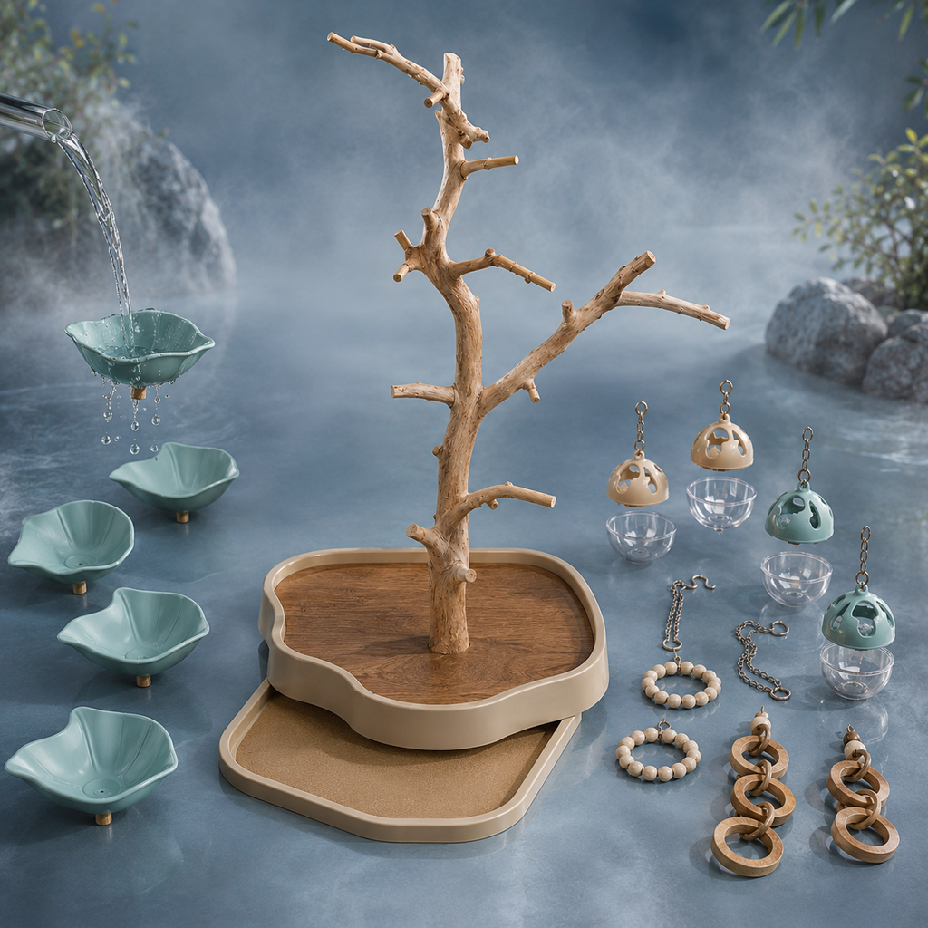Zelvoripets™ BranchBloom Interactive Foraging Perch for Pet Birds