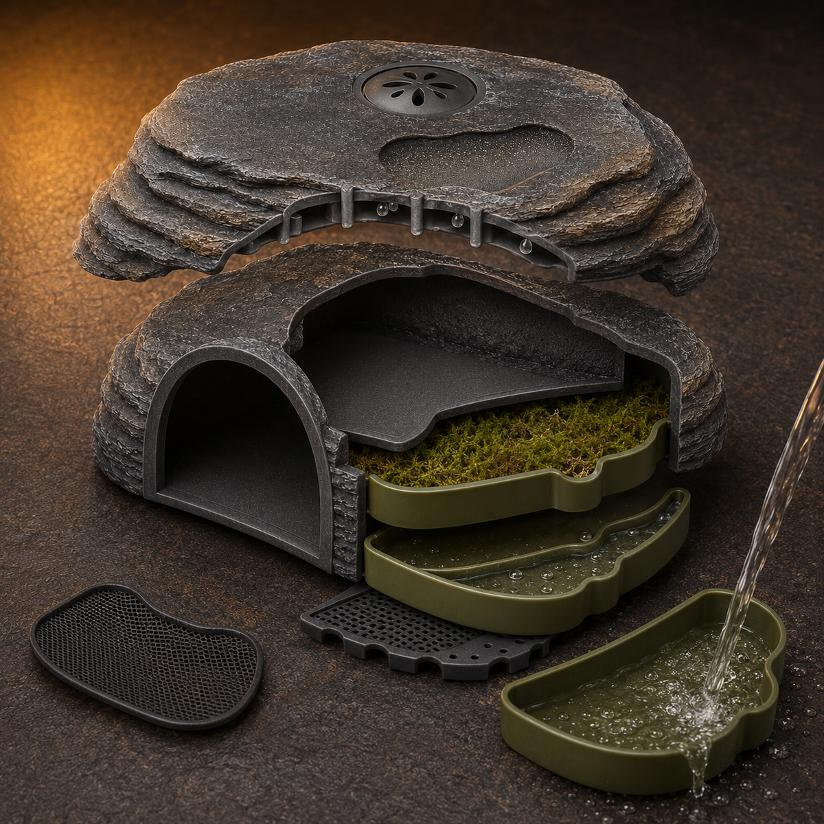 Zelvoripets™ DewStone Microclimate Hide for Geckos