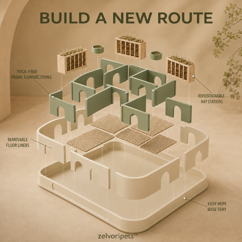 Zelvoripets™ HayHaven Modular Forage Maze for Rabbits & Guinea Pigs
