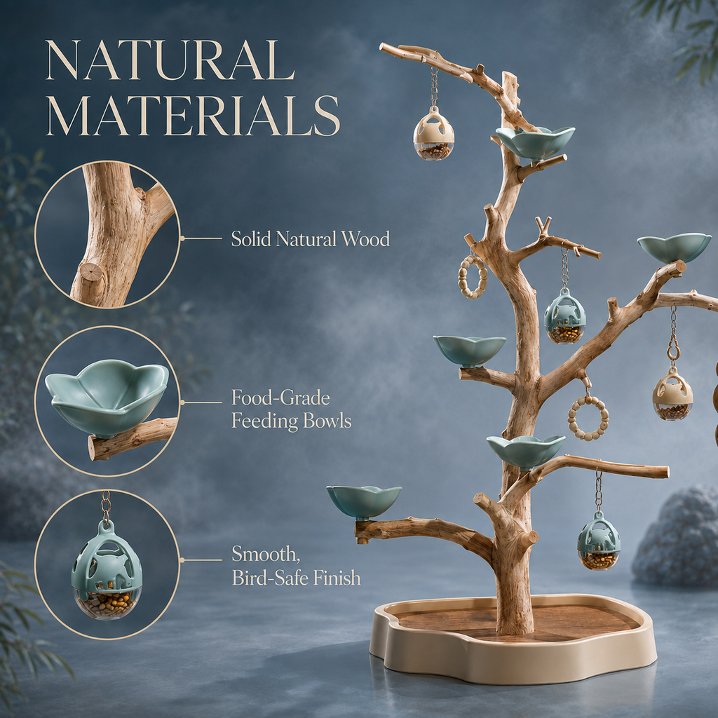 Zelvoripets™ BranchBloom Interactive Foraging Perch for Pet Birds