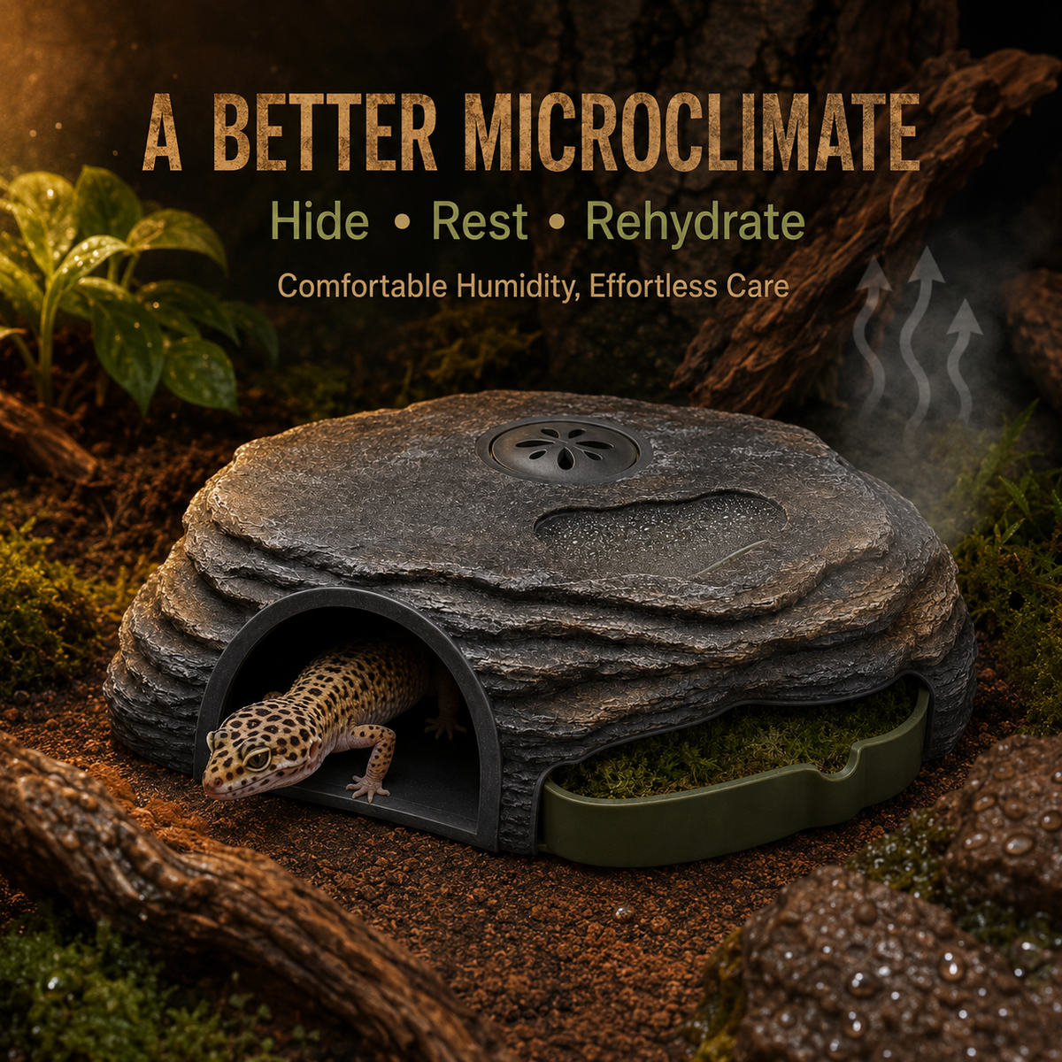 Zelvoripets™ DewStone Microclimate Hide for Geckos