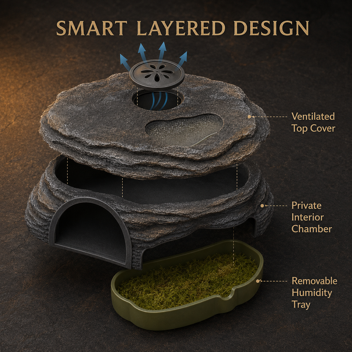 Zelvoripets™ DewStone Microclimate Hide for Geckos