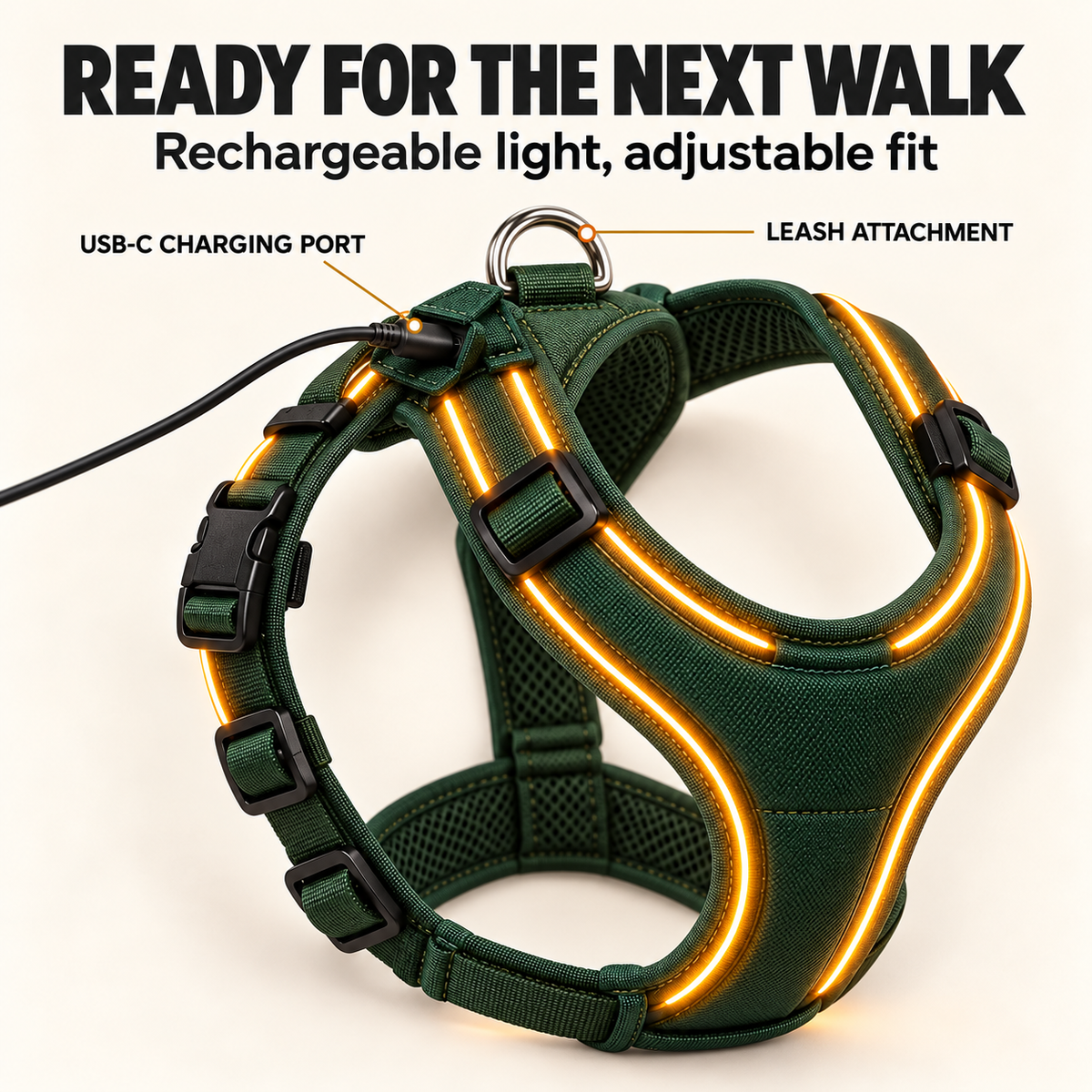 Zelvoripets™ NightTrail Rechargeable LED Dog Harness